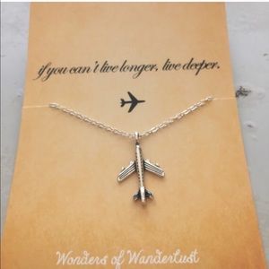 Wanderlust airplane travel plane charm necklace